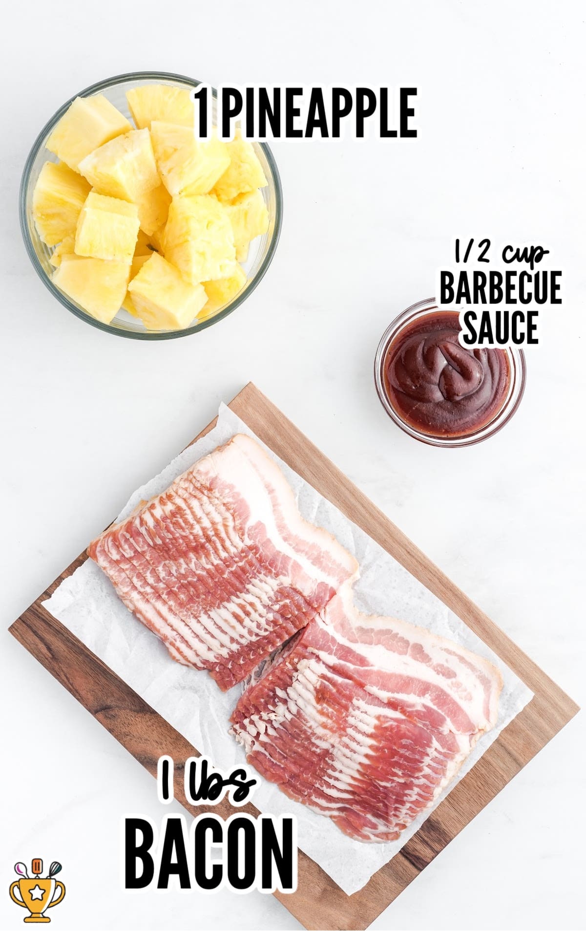 ingredients for making Bacon Wrapped Pineapple