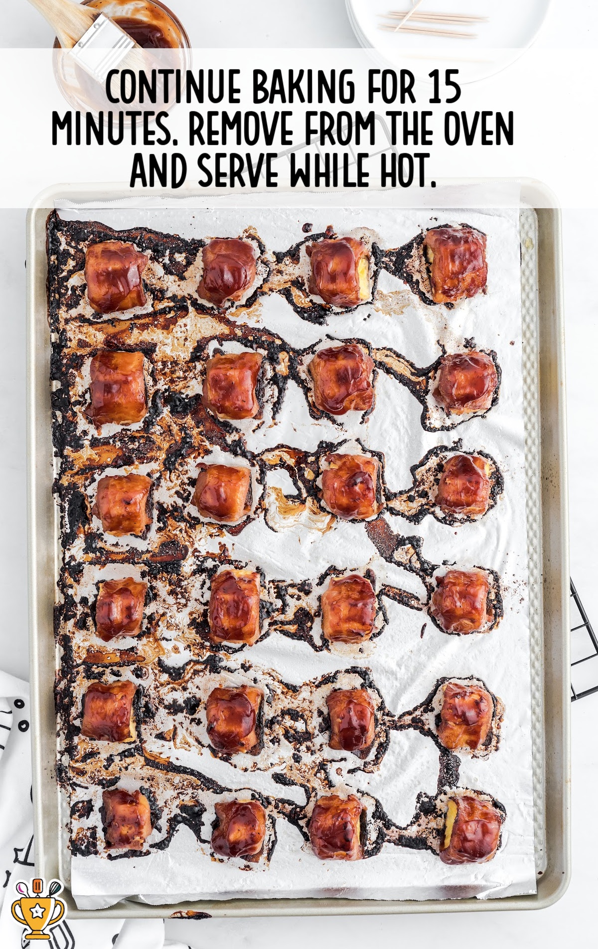 baked Bacon Wrapped Pineapple on a baking tray