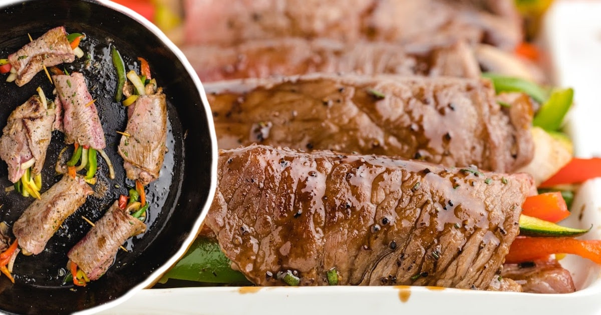 a close up photo of Balsamic Glazed Steak Rolls