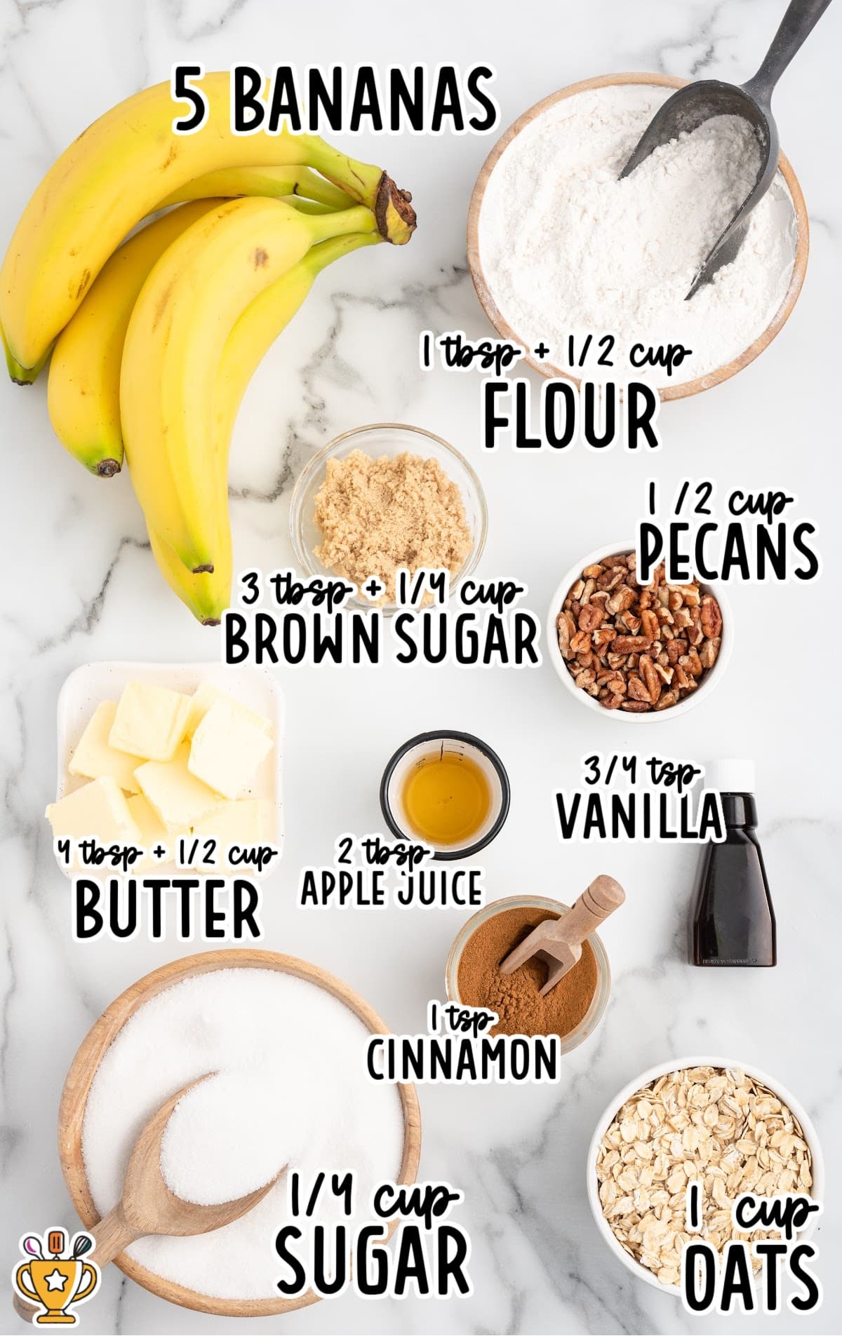 ingredients for making Banana Crumble