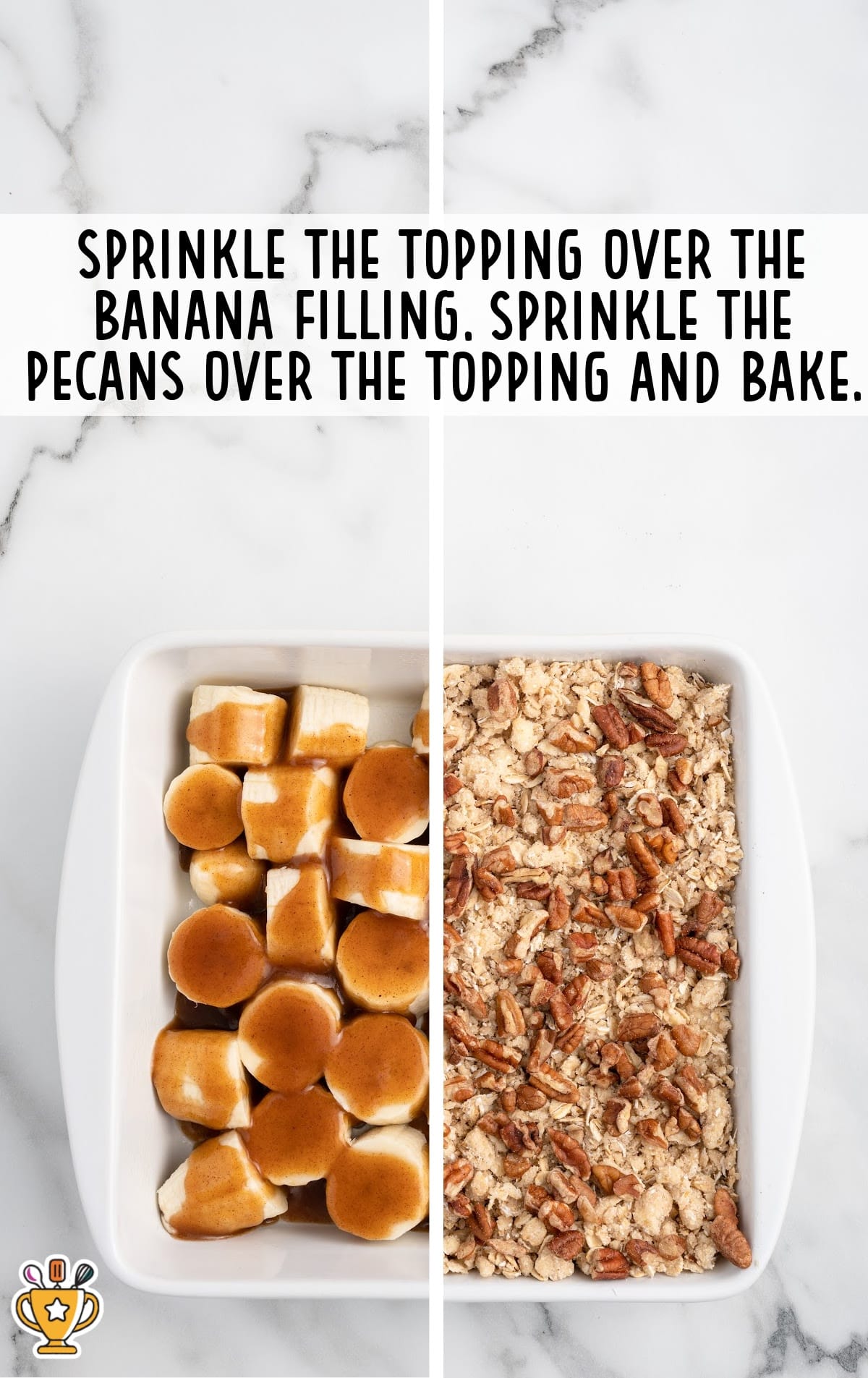 topping over the banana filling