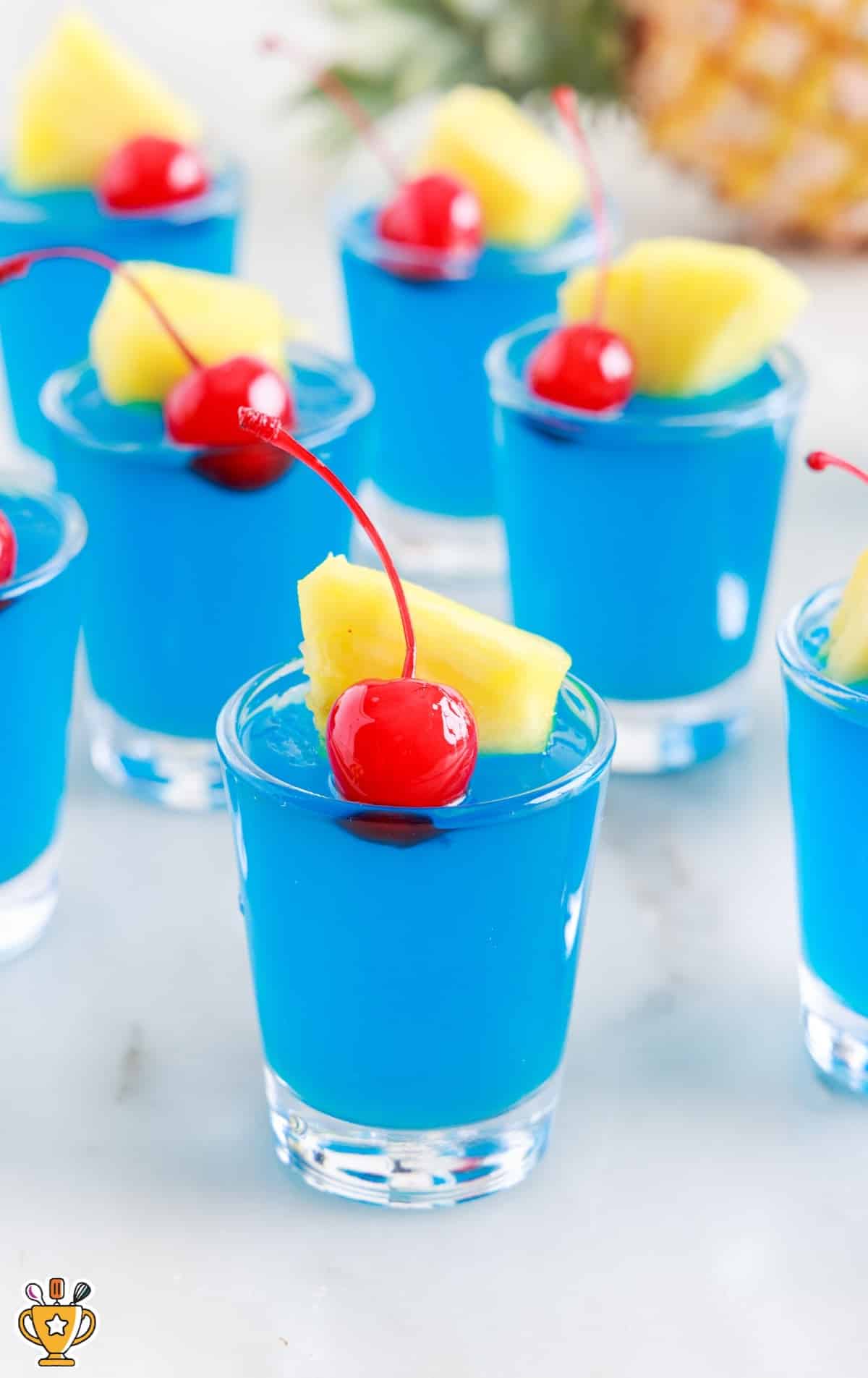 shots of Blue Hawaiian Jello