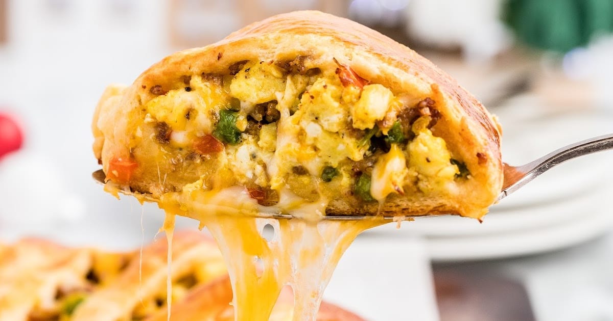 a spatula holding a Breakfast Crescent Ring