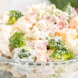 a bowl full of Broccoli Cauliflower Salad