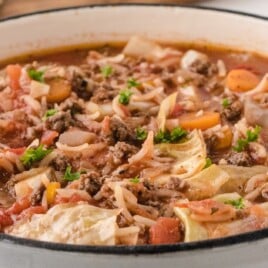 a pan full of Cabbage Roll Soup
