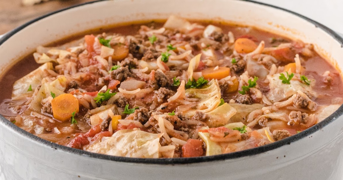 a pan full of Cabbage Roll Soup