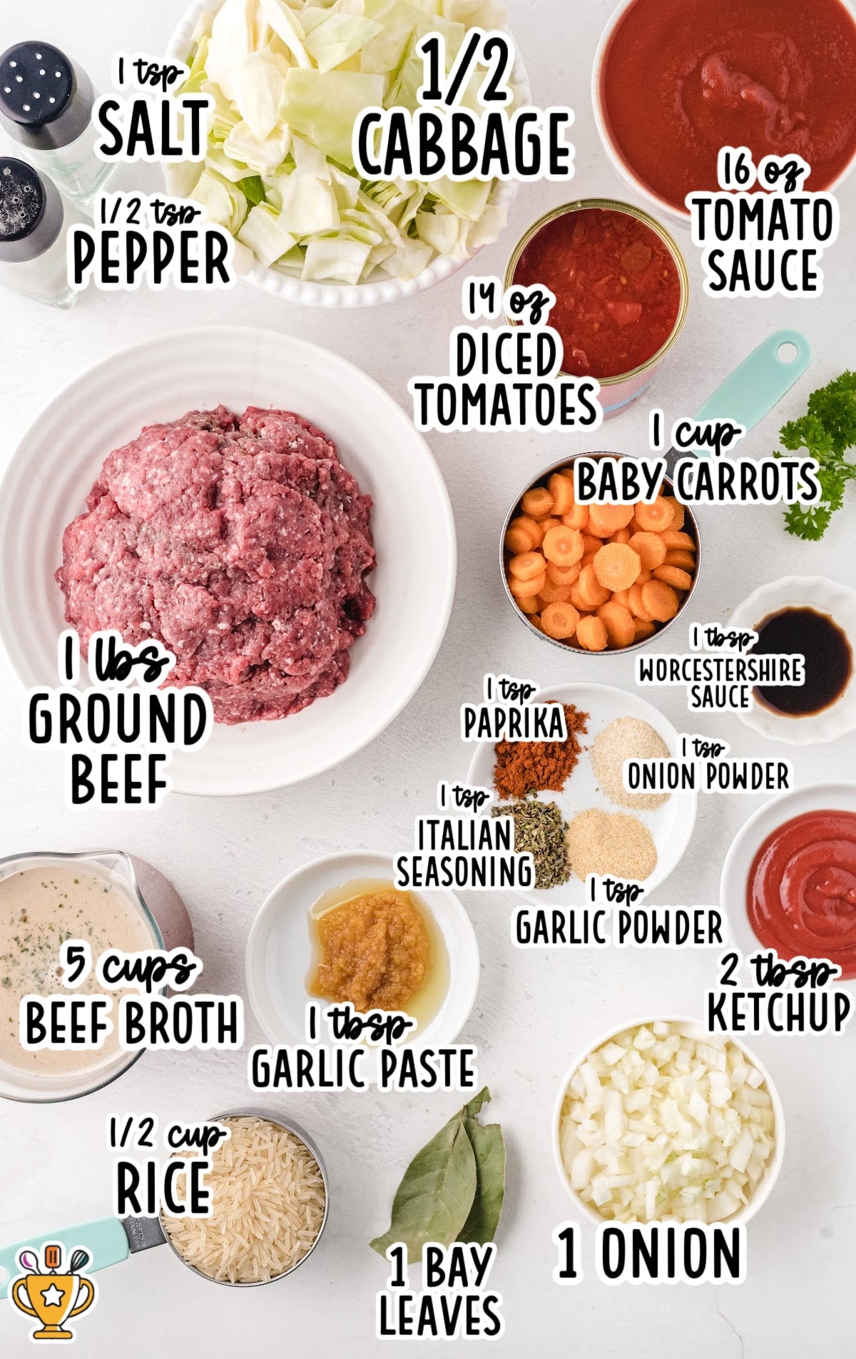 ingredients for making Cabbage Roll Soup