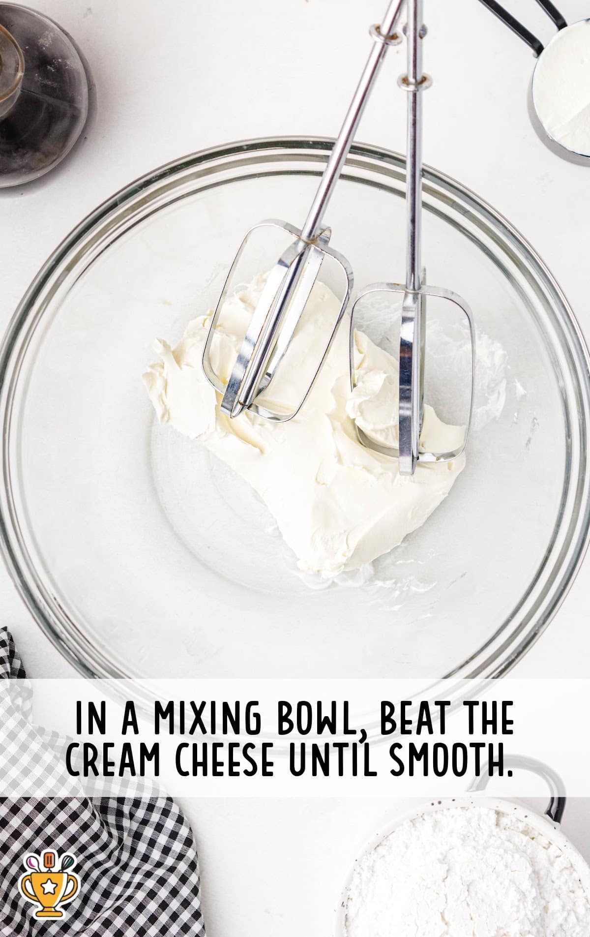 cream cheese mixed in a bowl
