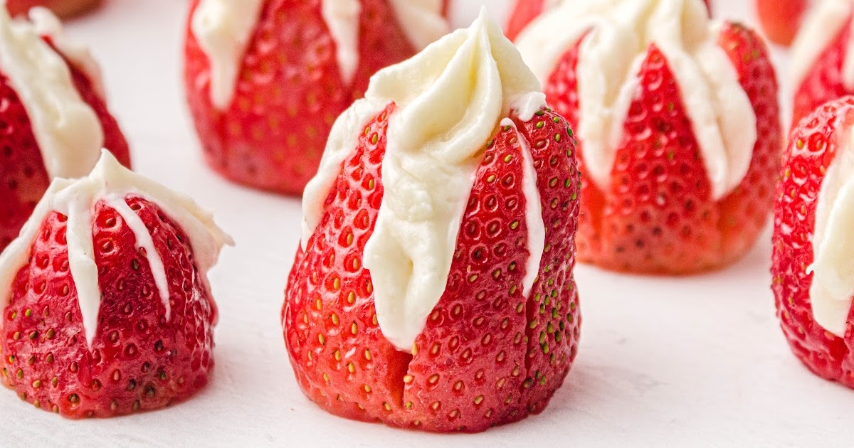 a bunch of Cheesecake Stuffed Strawberries