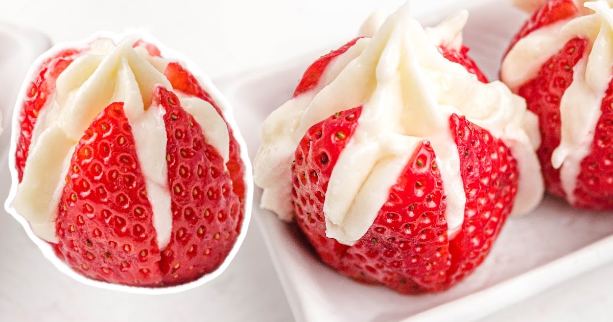 Cheesecake Stuffed Strawberries on a plate