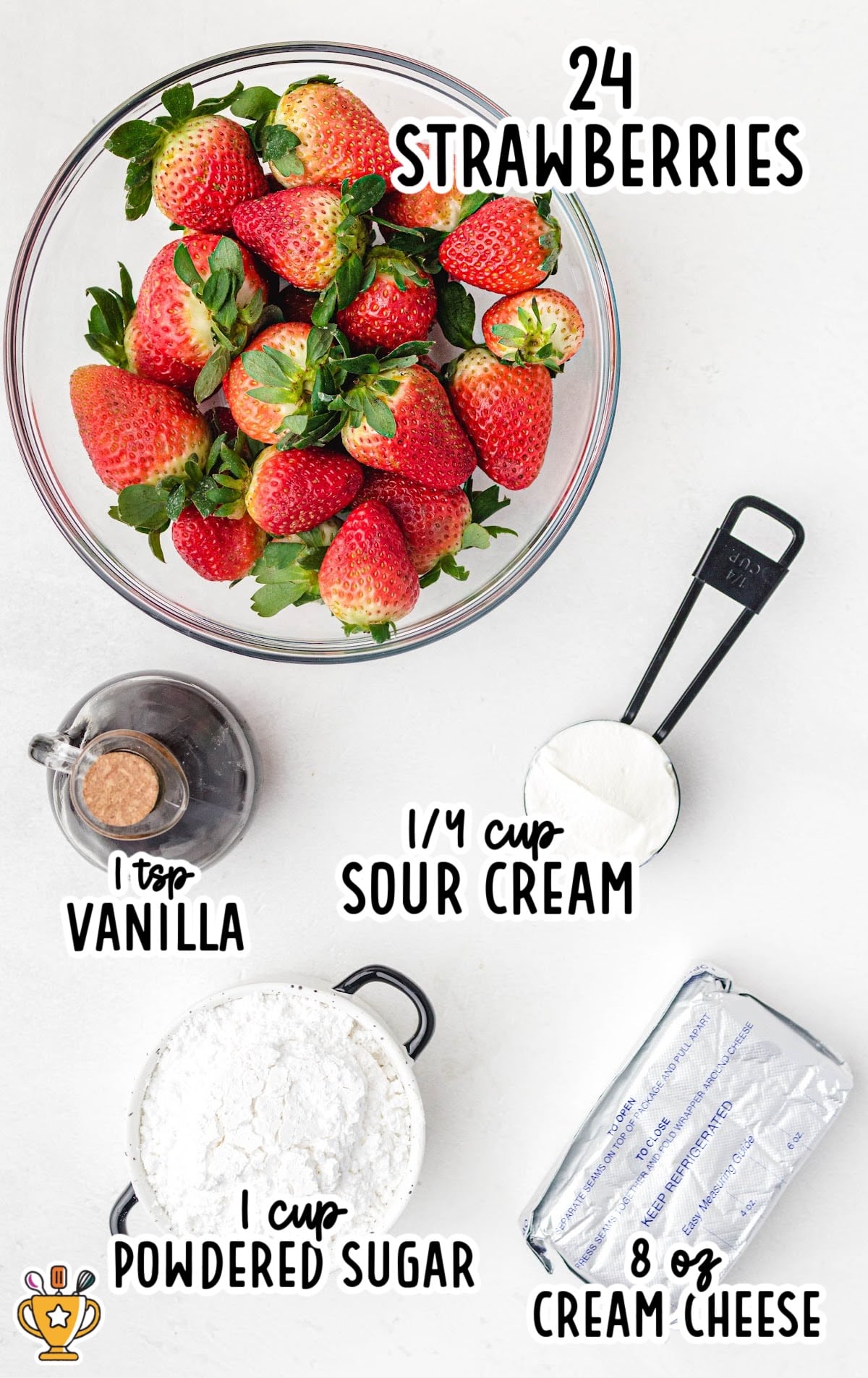 ingredients for making Cheesecake Stuffed Strawberries
