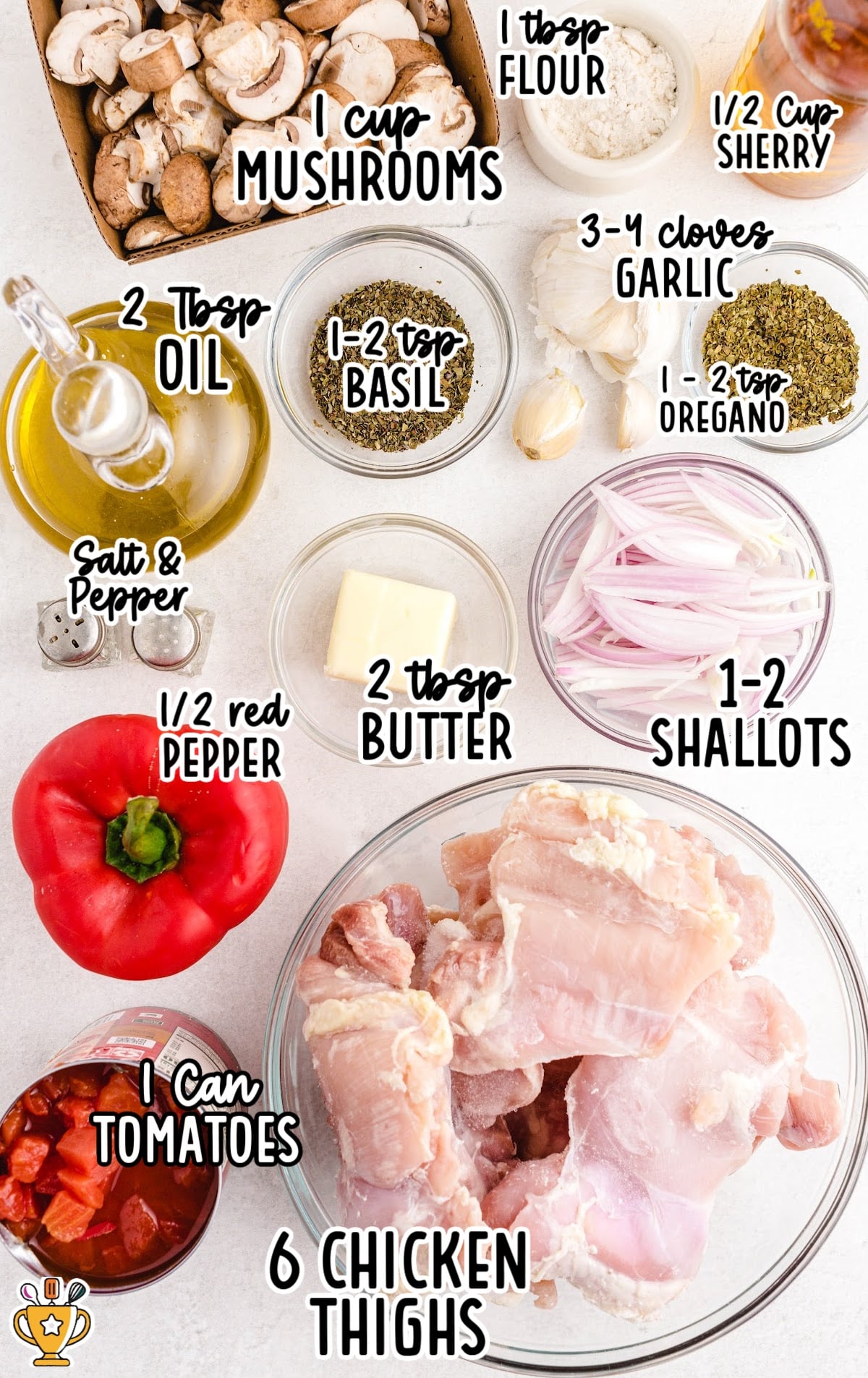 ingredients for making Chicken Cacciatore