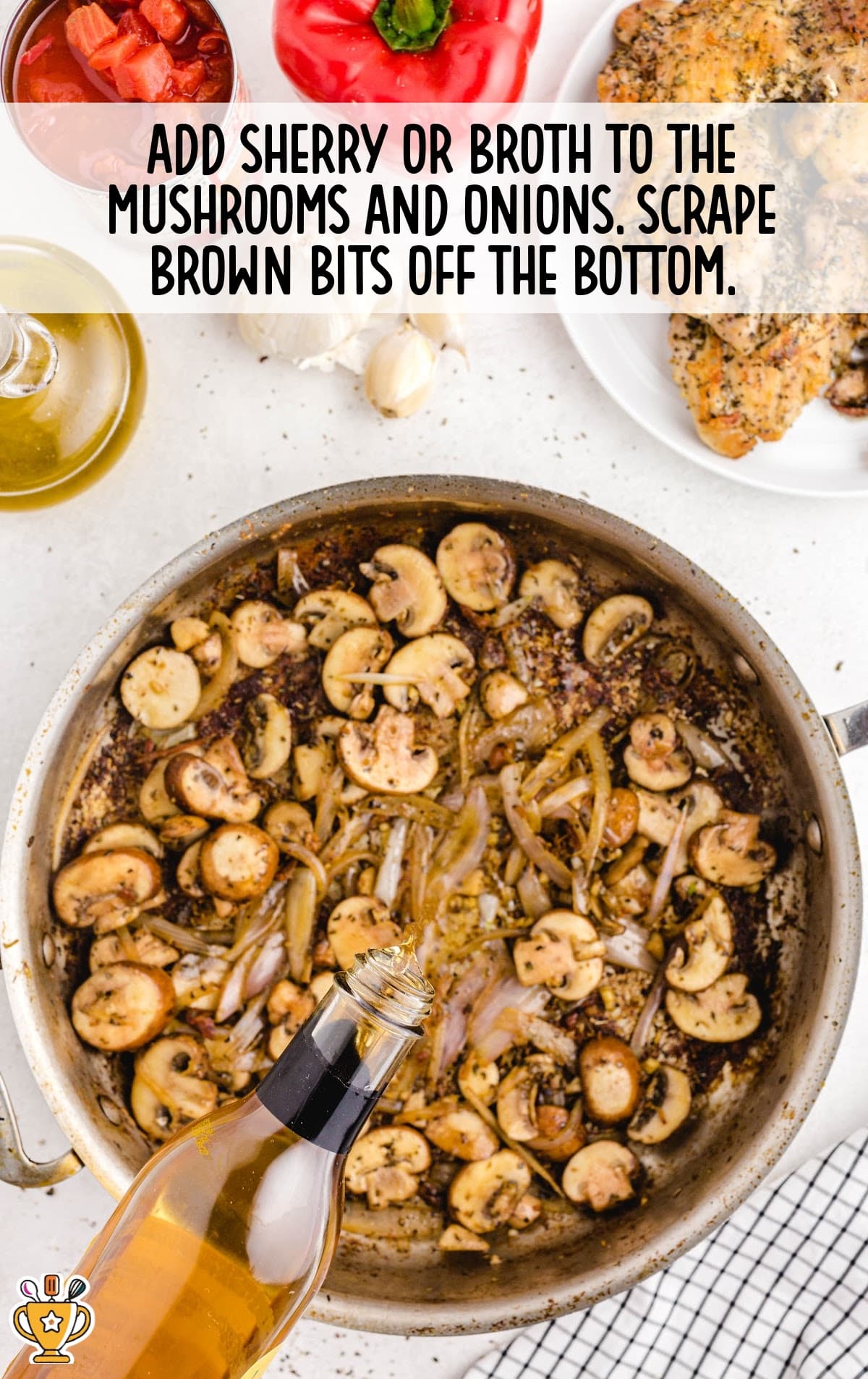 sherry added to the pan