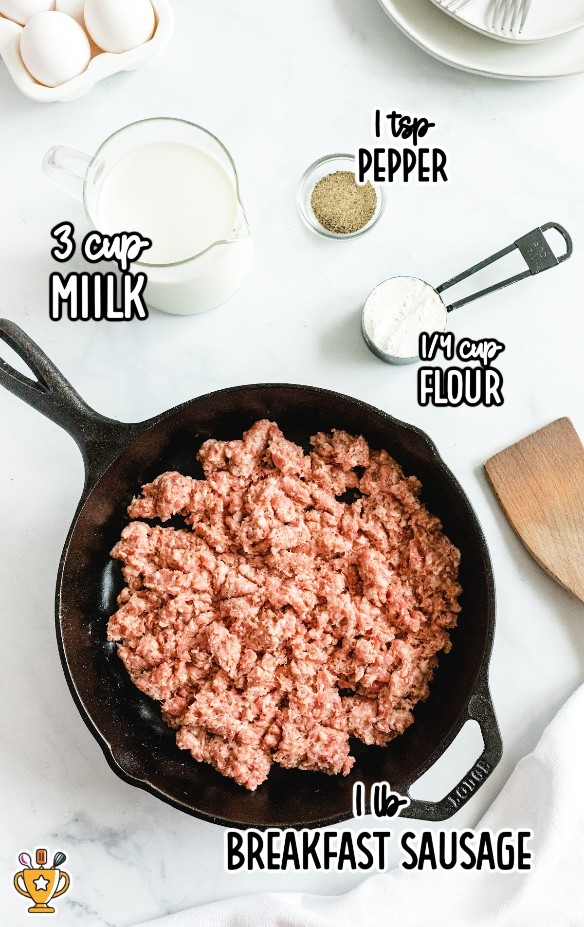 ingredients for making Country Biscuits and Sausage Gravy