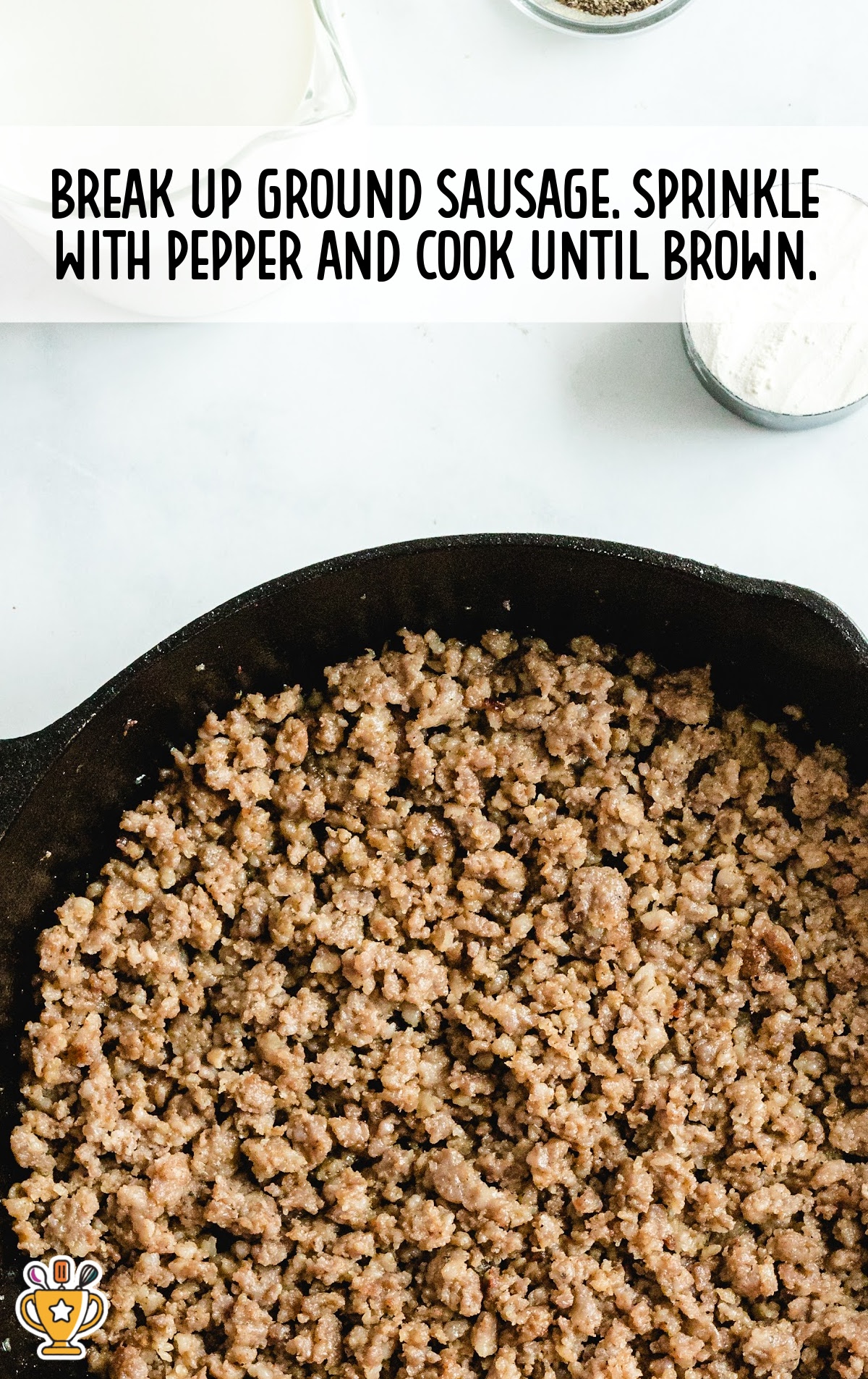 ground sausage cooked until brown