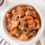 Crockpot Beef Stew served in a white bowl