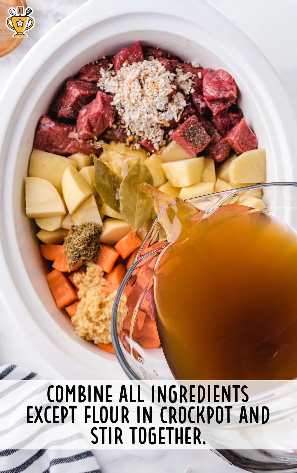 all ingredients combined in a crockpot