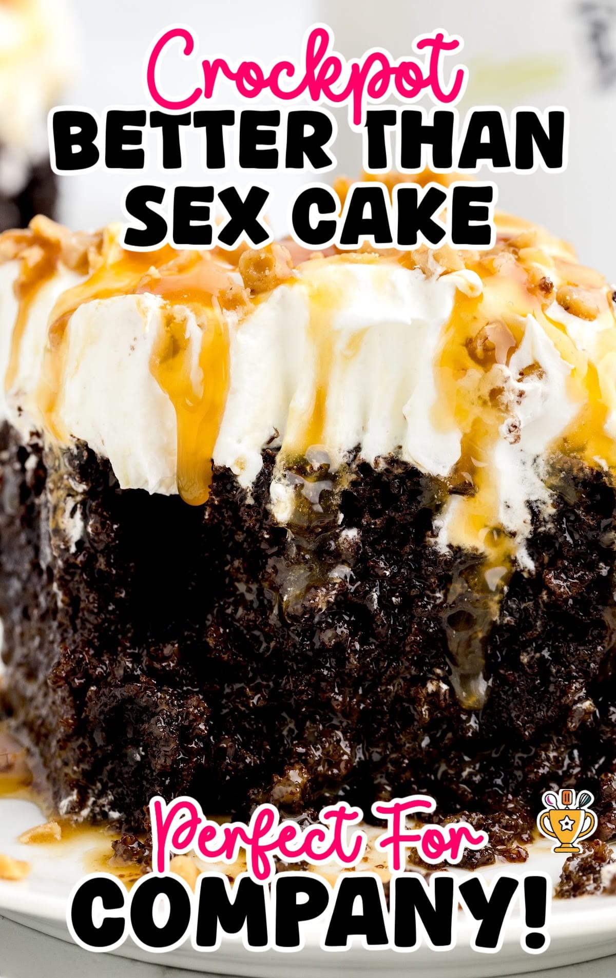 a photo of Crockpot Better Than Sex Cake on a plate