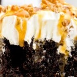 a close up photo of a piece of Crockpot Better Than Sex Cake