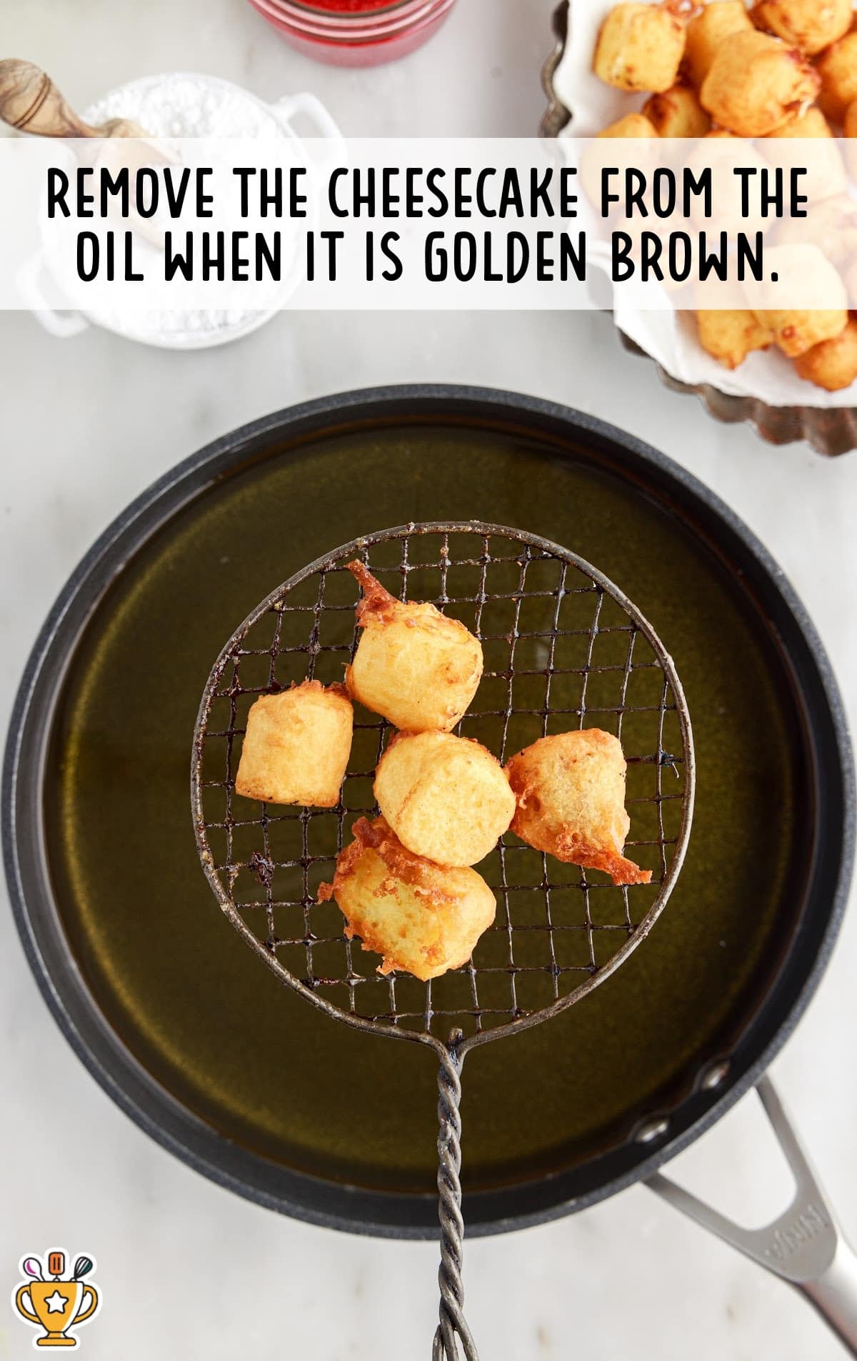 cheesecakes removed from oil