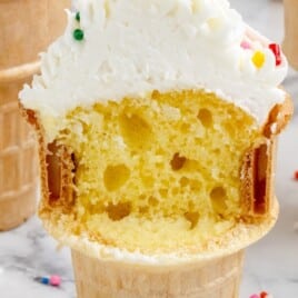 an Ice Cream Cone Cupcake cut in half