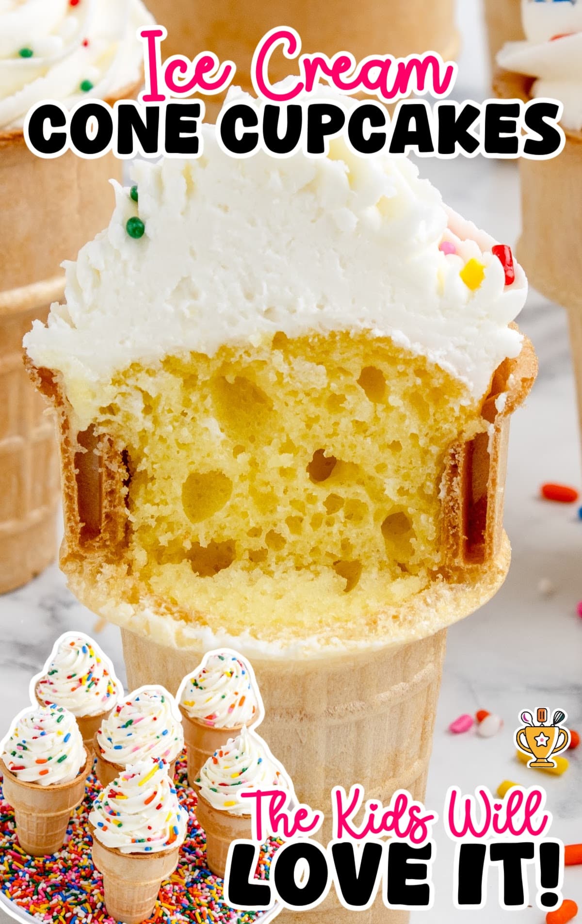 an Ice Cream Cone Cupcake cut in half