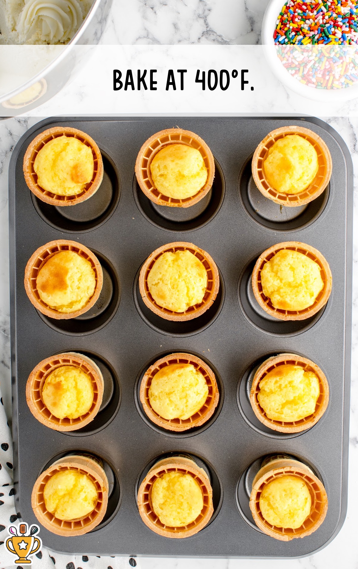 Ice Cream Cone Cupcakes in a muffin pan
