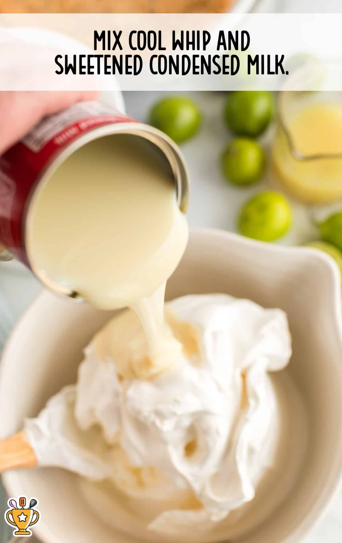 mixing cool whip and sweetened condensed milk