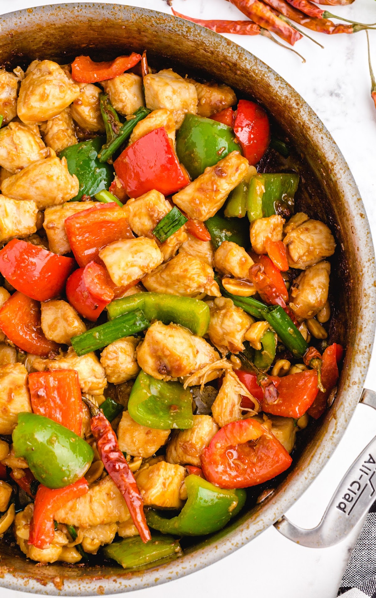 Kung Pao Chicken in a skillet