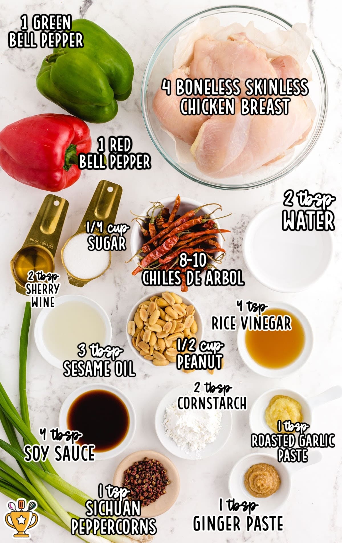 ingredients for making Kung Pao Chicken