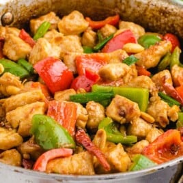 Kung Pao Chicken in a skillet
