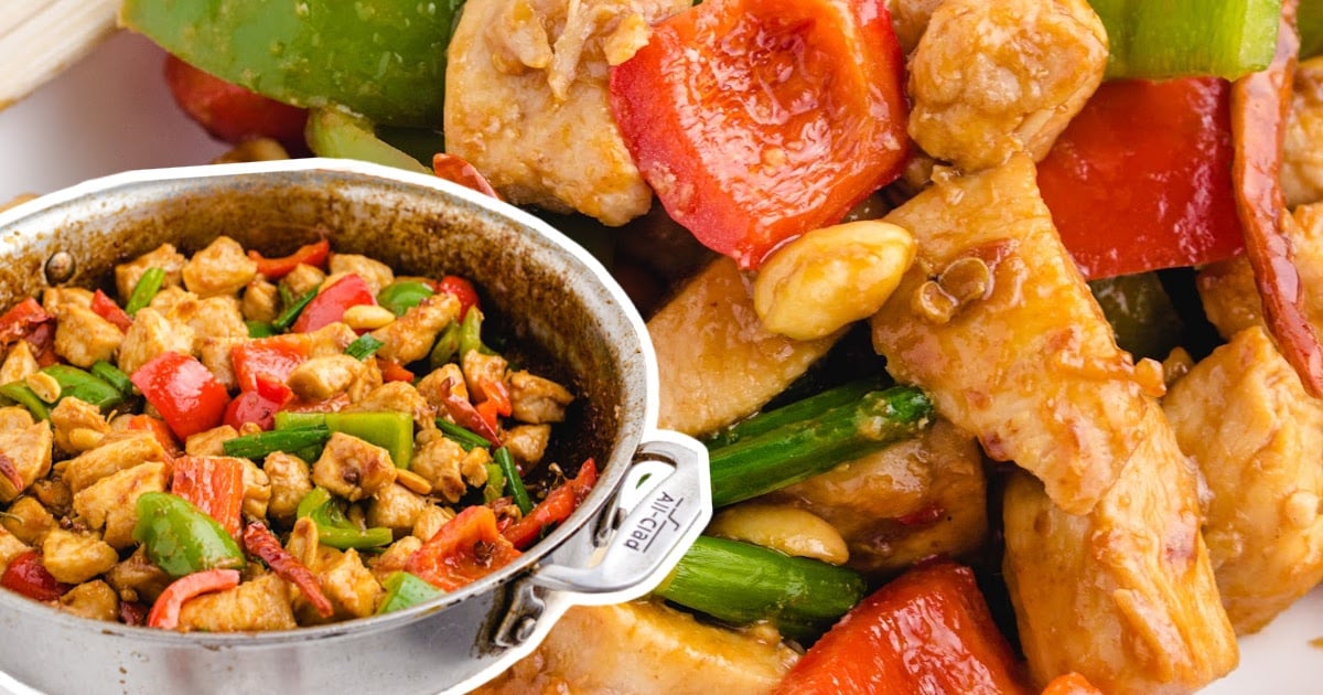 Kung Pao Chicken in a skillet