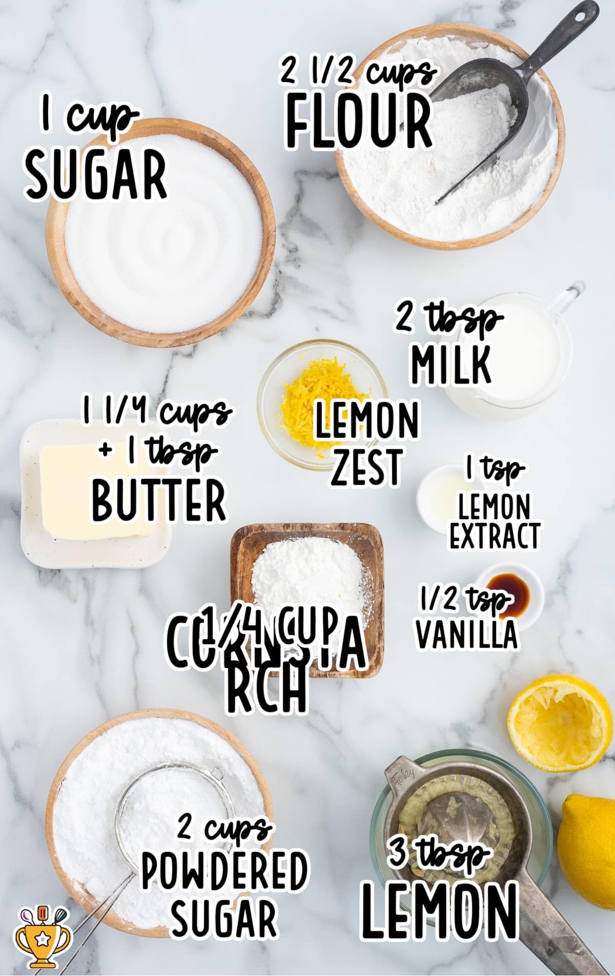 ingredients for making Lemon Shortbread Cookies