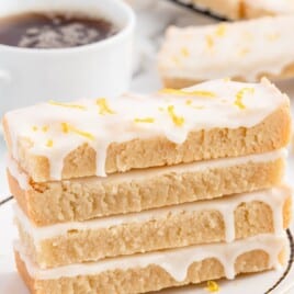 a stack of Lemon Shortbread Cookies