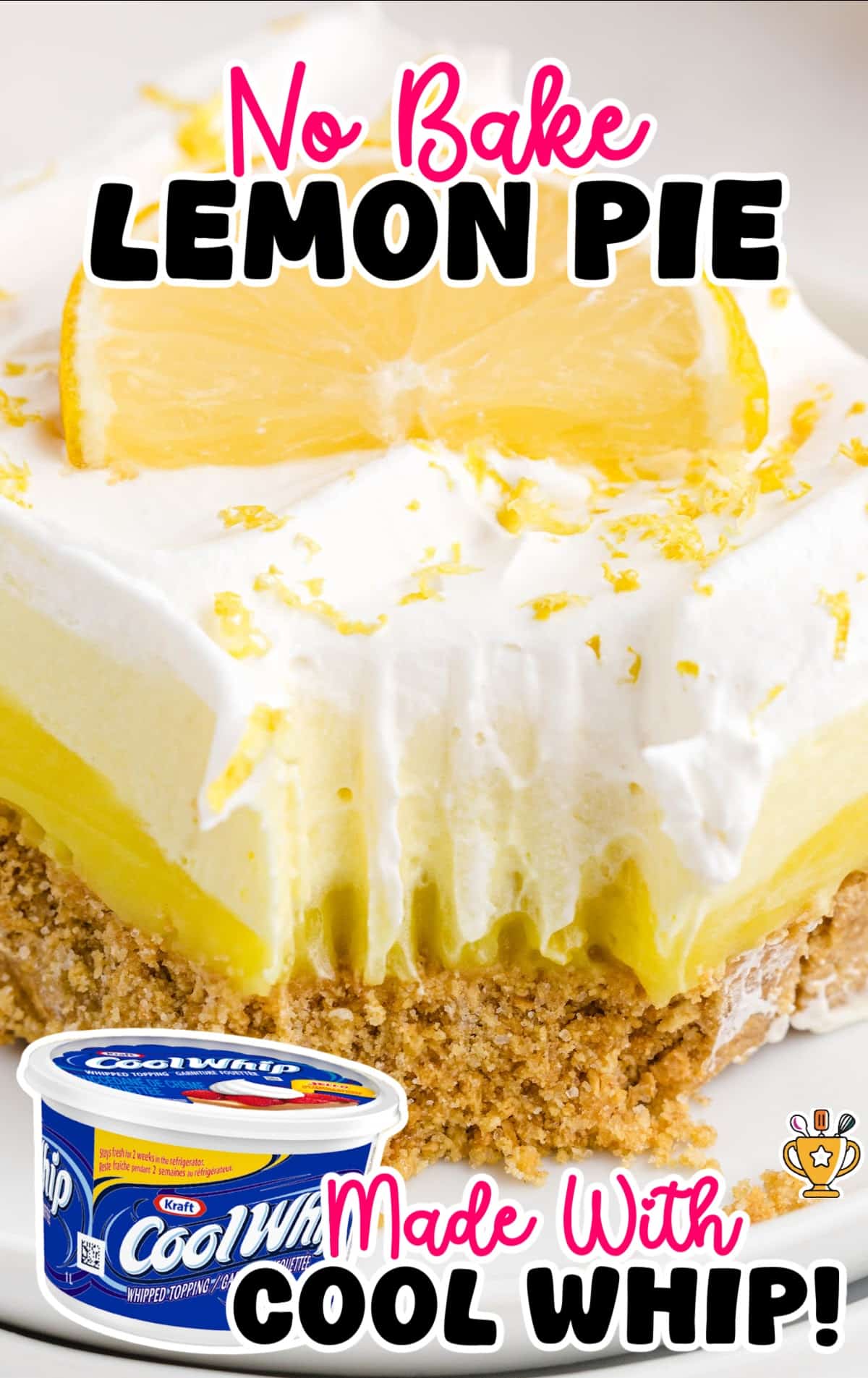 a piece of No Bake Lemon Pie on a plate