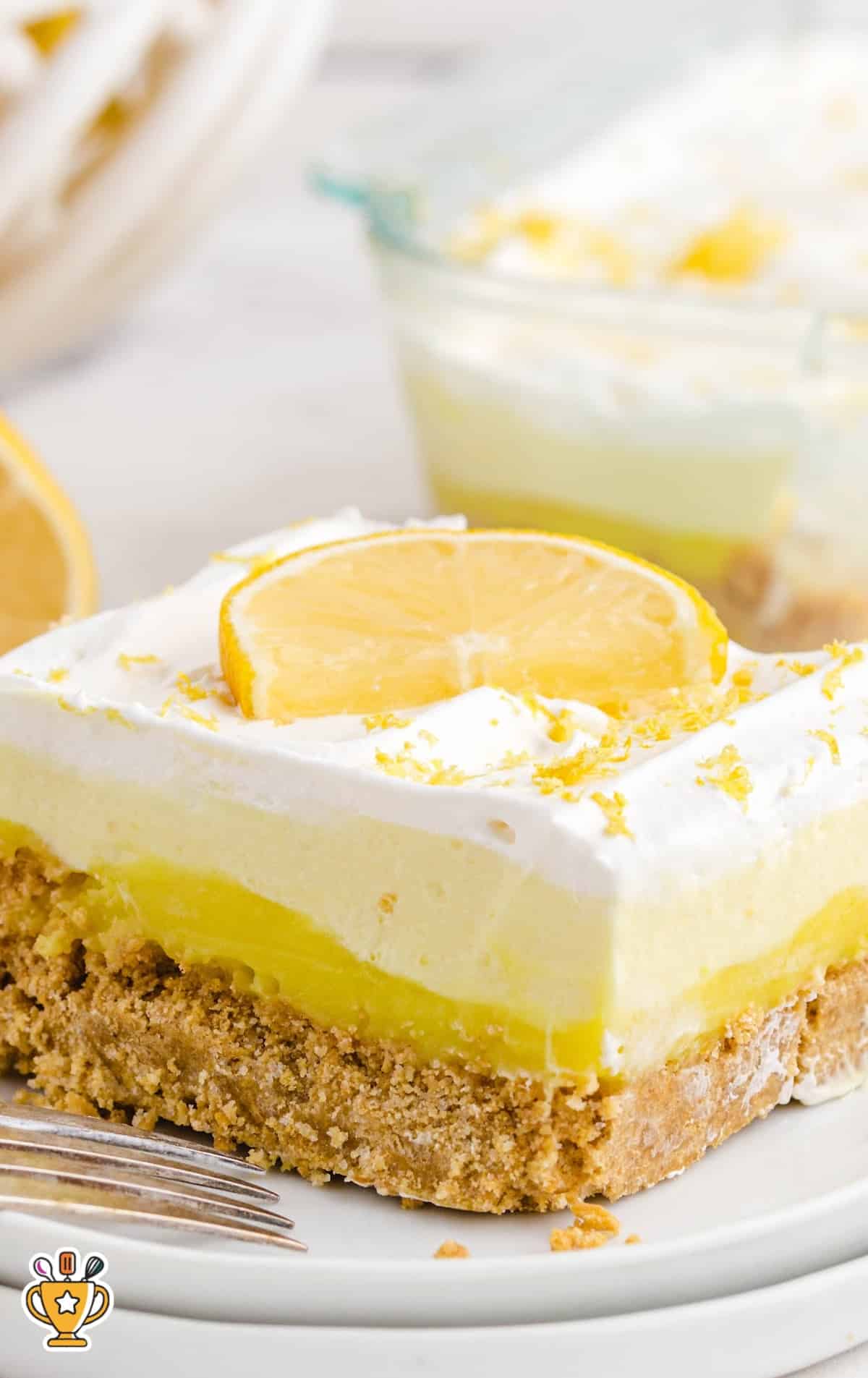 a piece of No Bake Lemon Pie on a plate