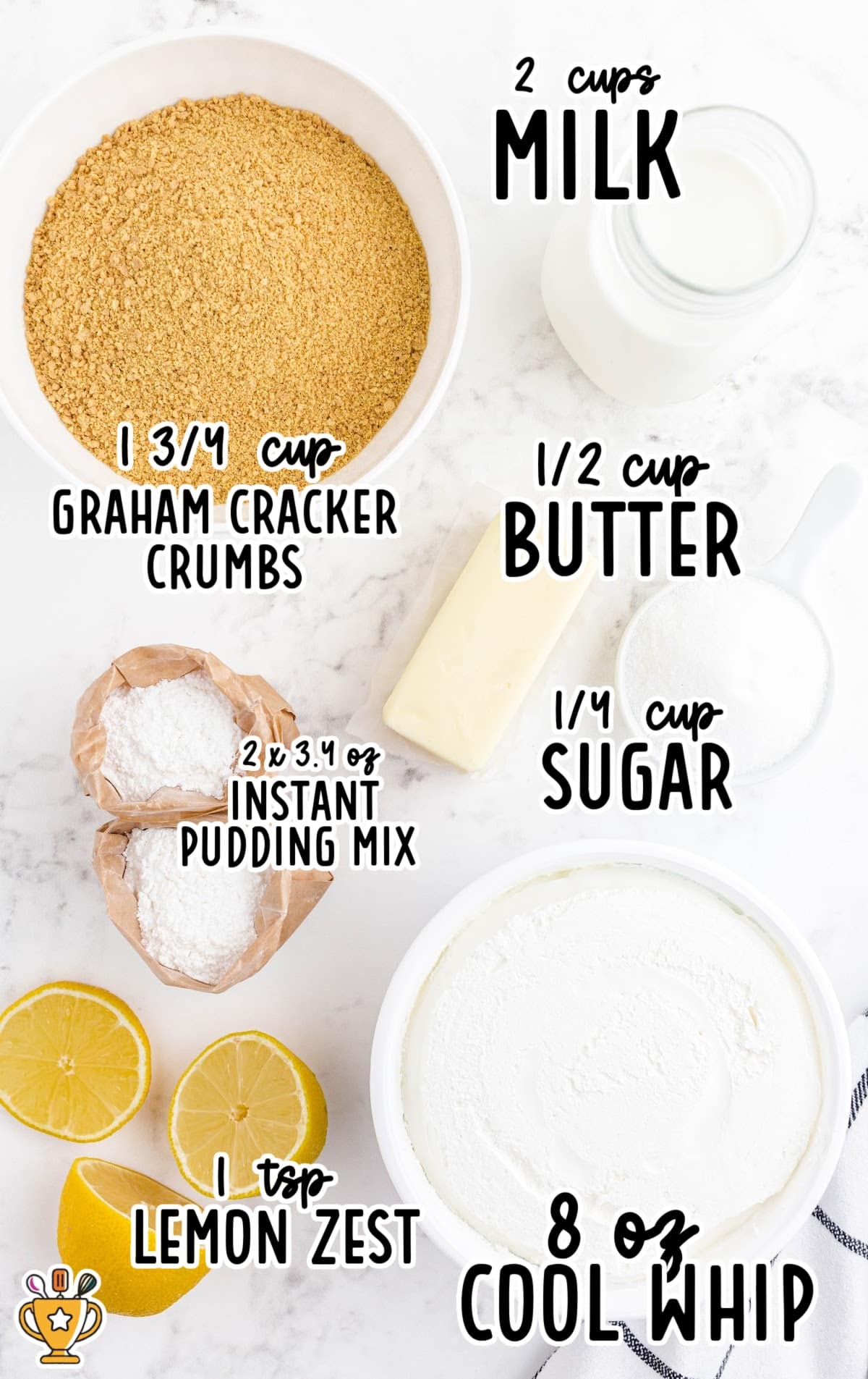 Ingredients for making No Bake Lemon Pie