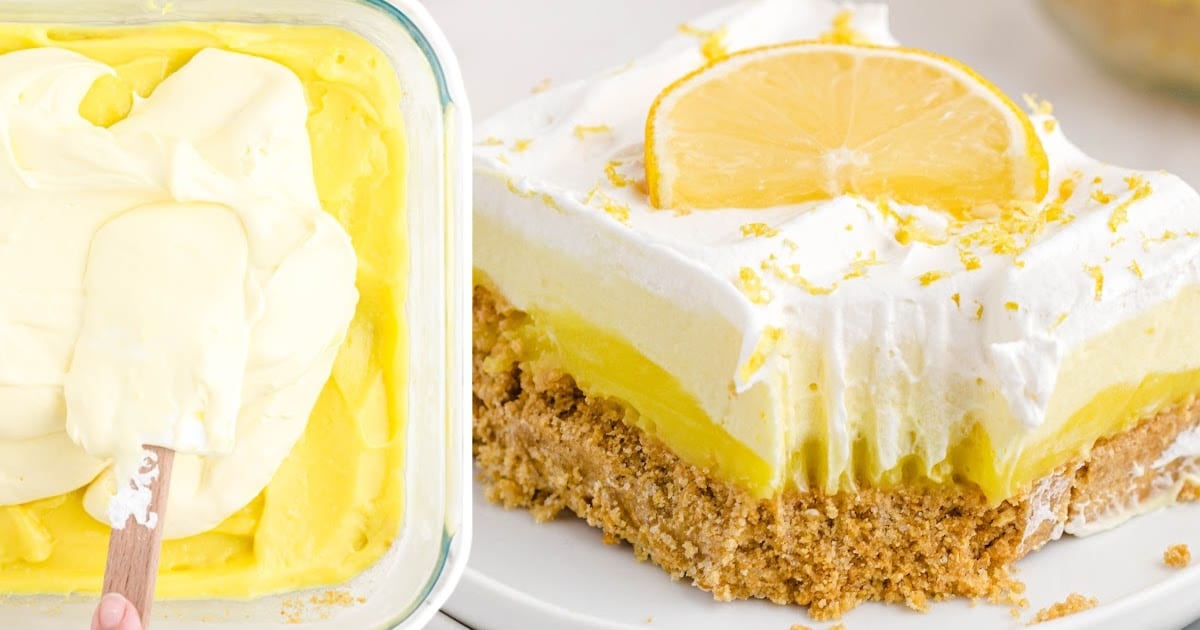 a piece of No Bake Lemon Pie on a plate