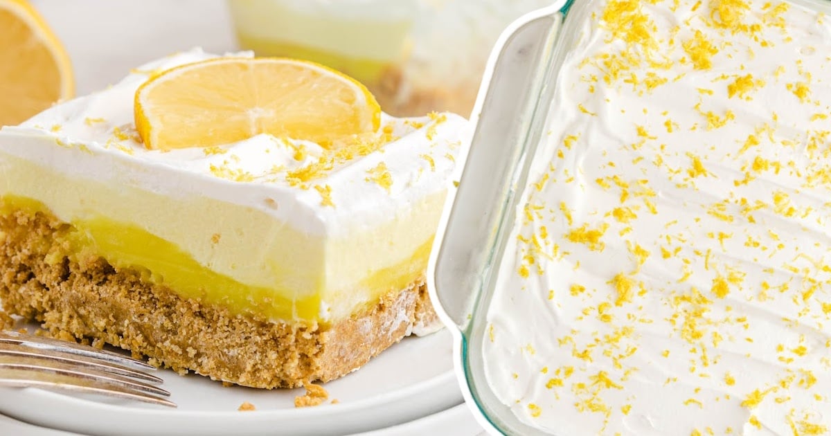 a piece of No Bake Lemon Pie on a plate