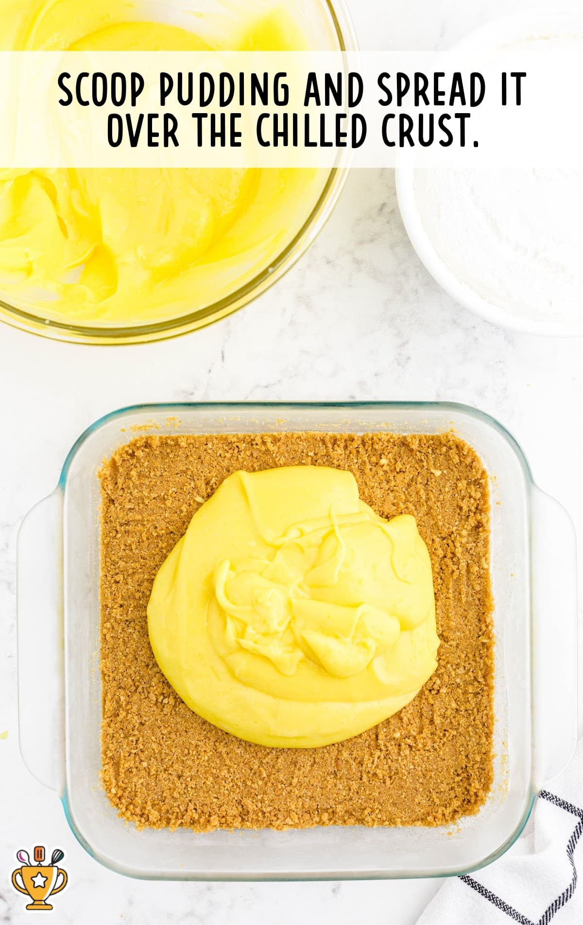 pudding put in a baking dish