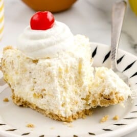 a piece of No Bake Pineapple Pie on a plate