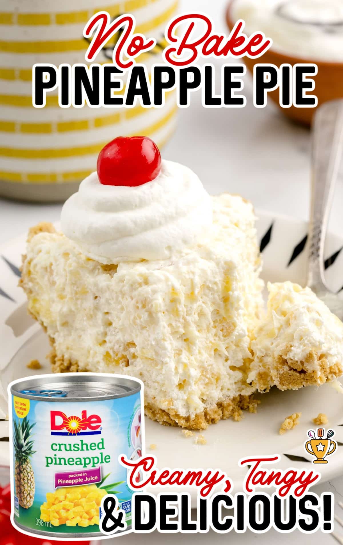 a piece of No Bake Pineapple Pie