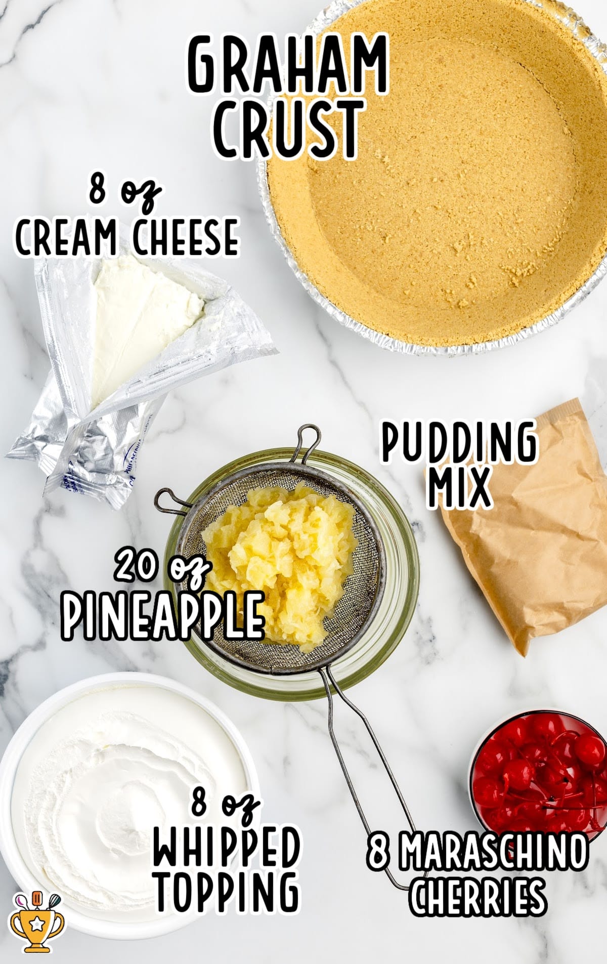 ingredients for making No Bake Pineapple Pie