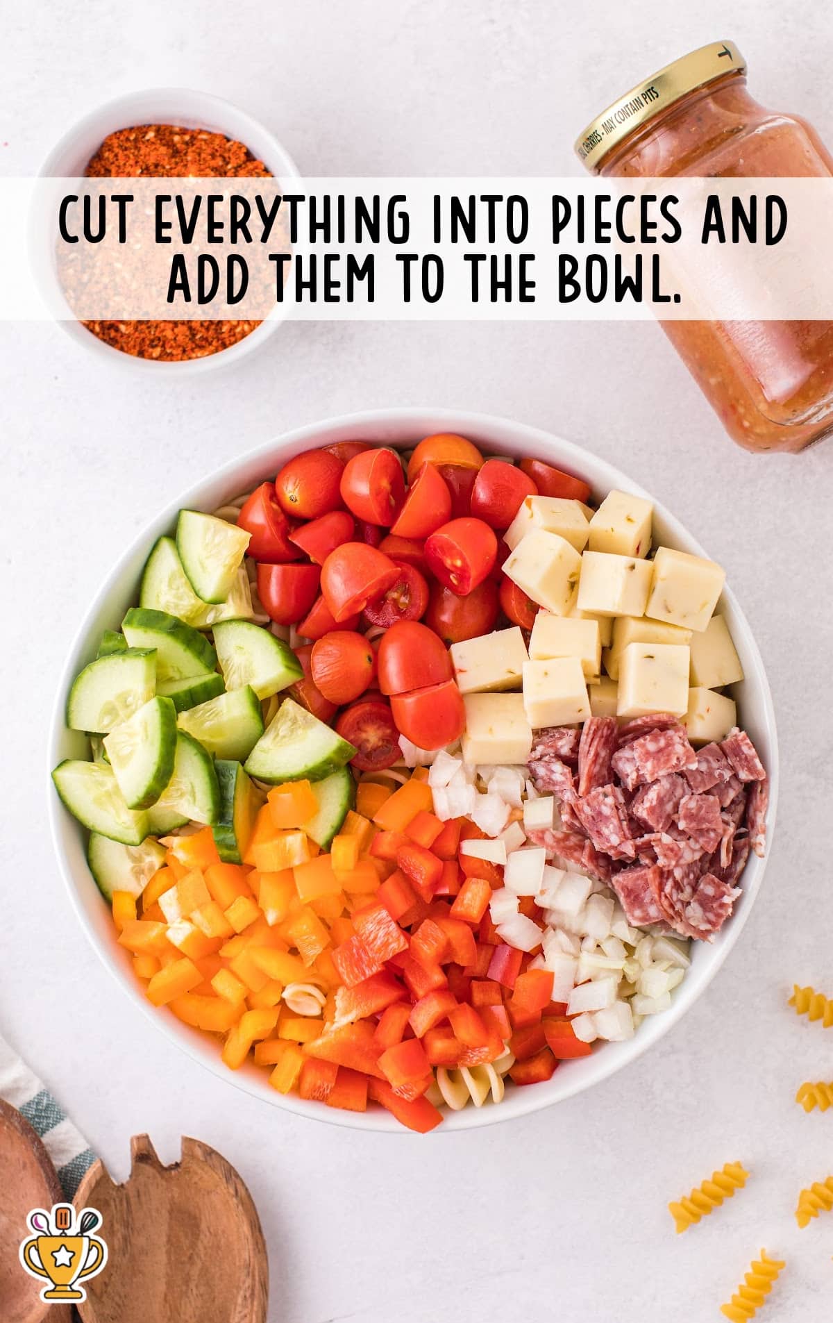 everything cut into pieces in a bowl
