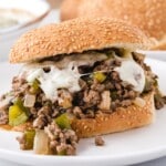 Philly Cheesesteak Sloppy Joes on a plate