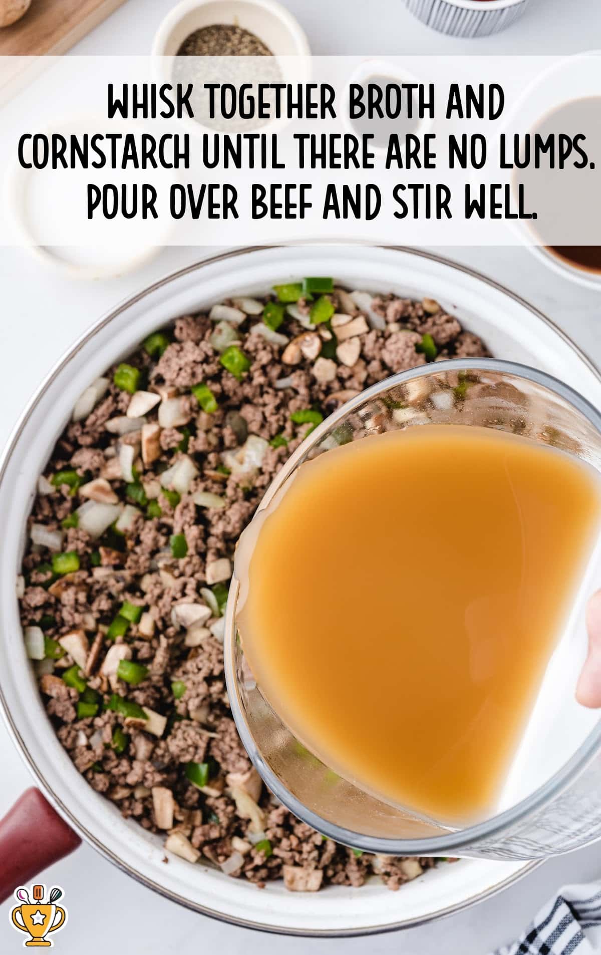 broth and corn starch whisked together in a skillet