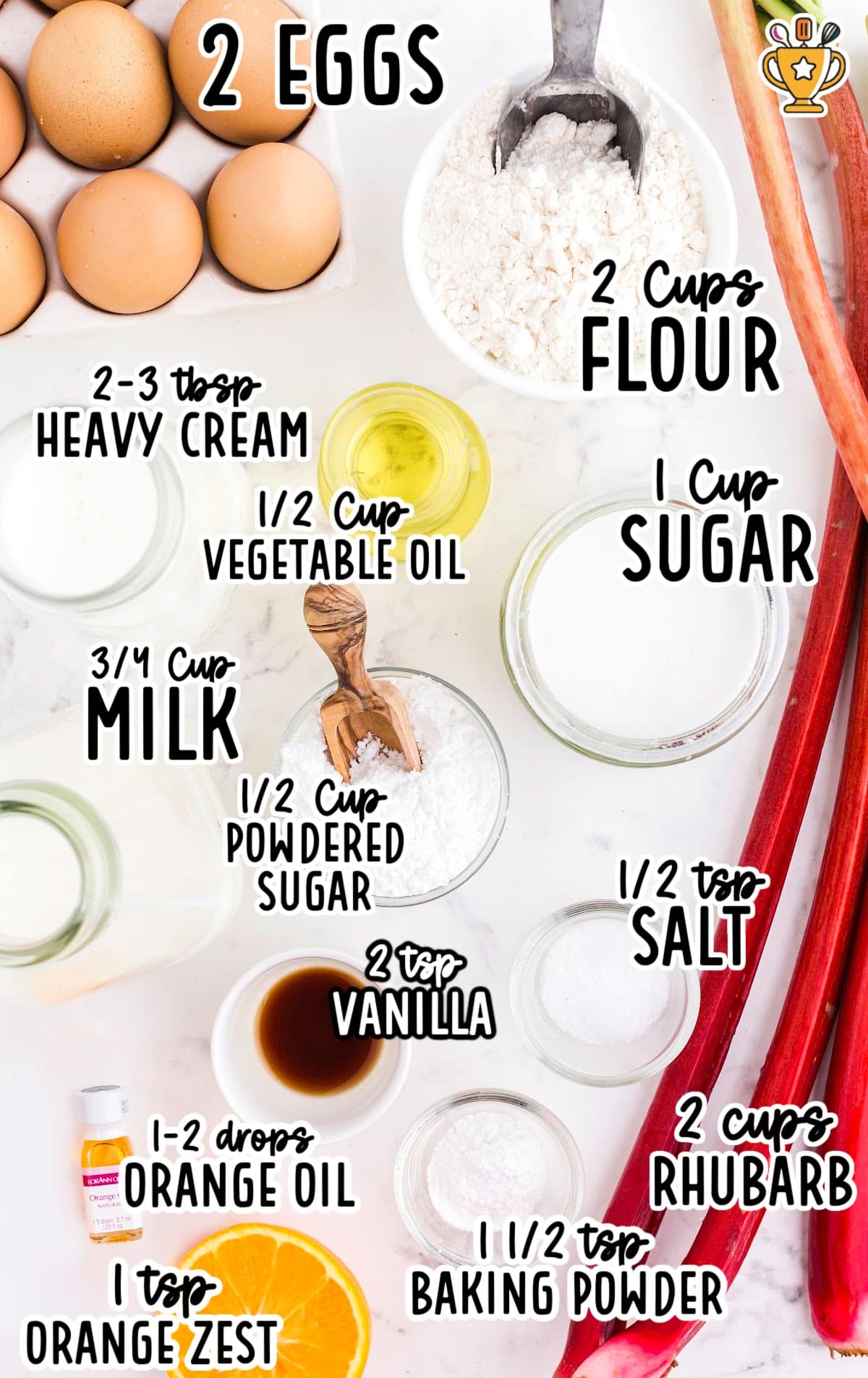ingredients for making Rhubarb Bread