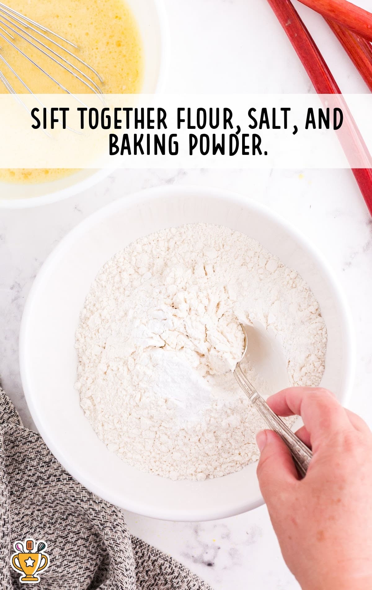 flour, salt and baking powder mixed in a bowl