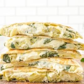 a stack of Spinach Artichoke Quesadilla