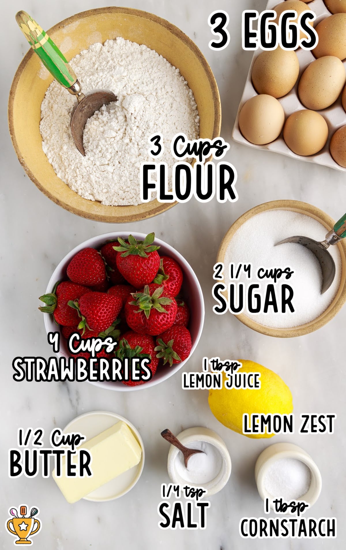 ingredients for making Strawberry Pie Bars